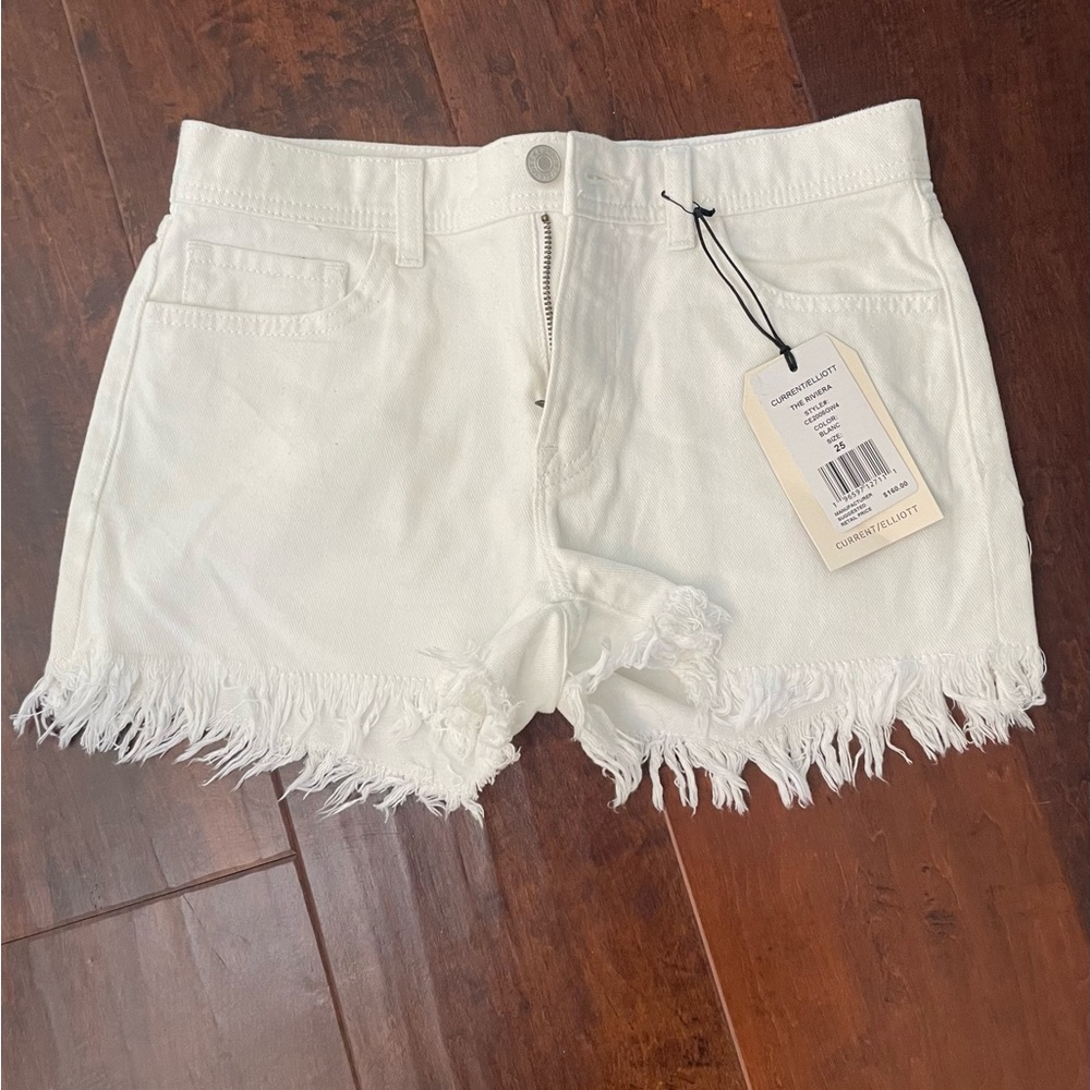 NWT Women’s Current/Elliott The Riviera Blanc (White) Jean Shorts Size 25